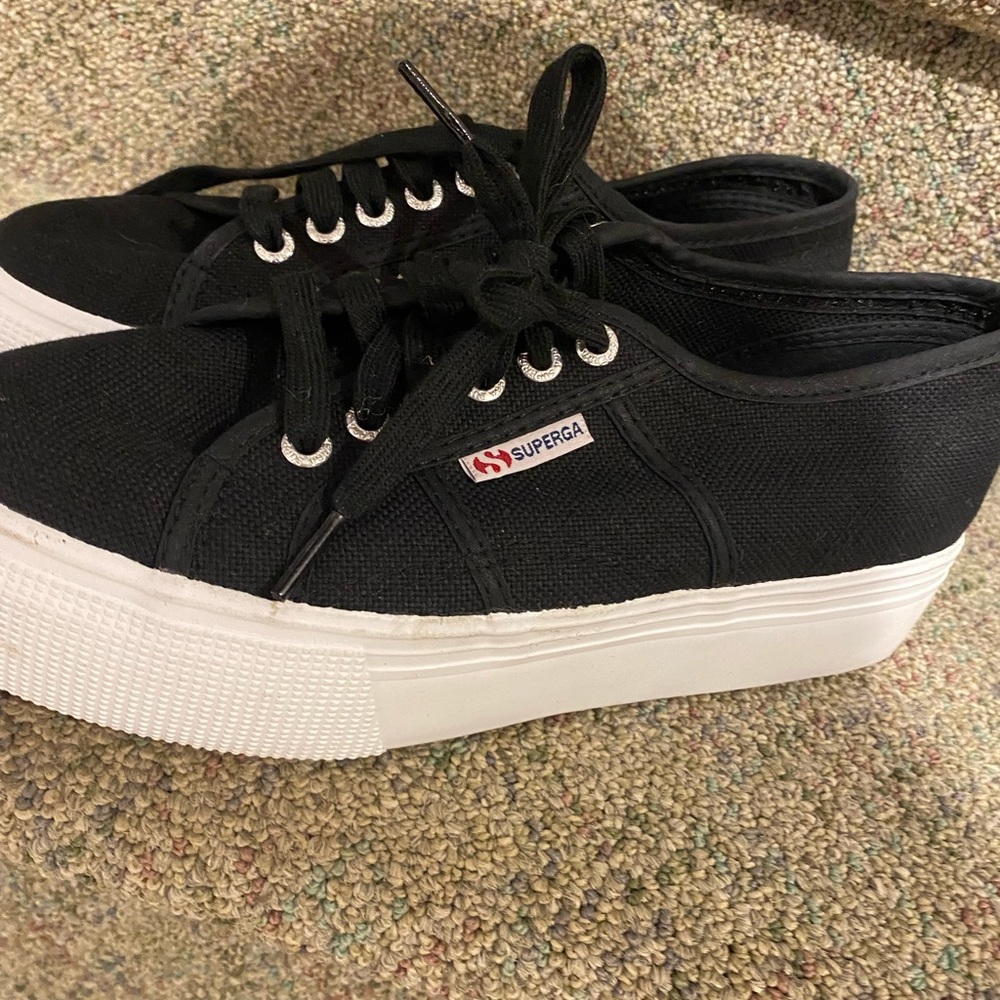 Superga black platform sneaker